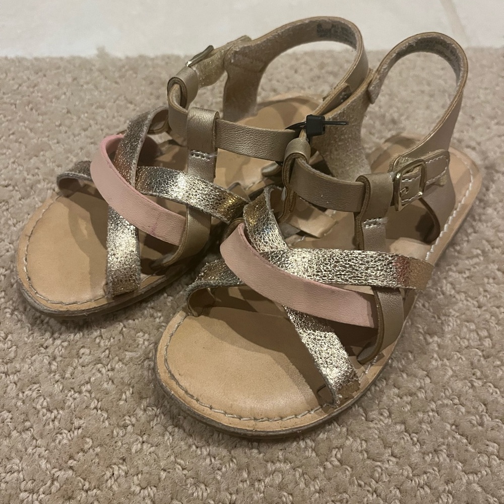 Cat & Jack Gold and Pink Strappy Sandals